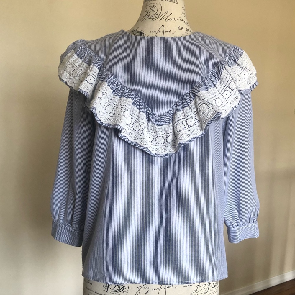 Maeve top from Anthropologie with ruffle detail